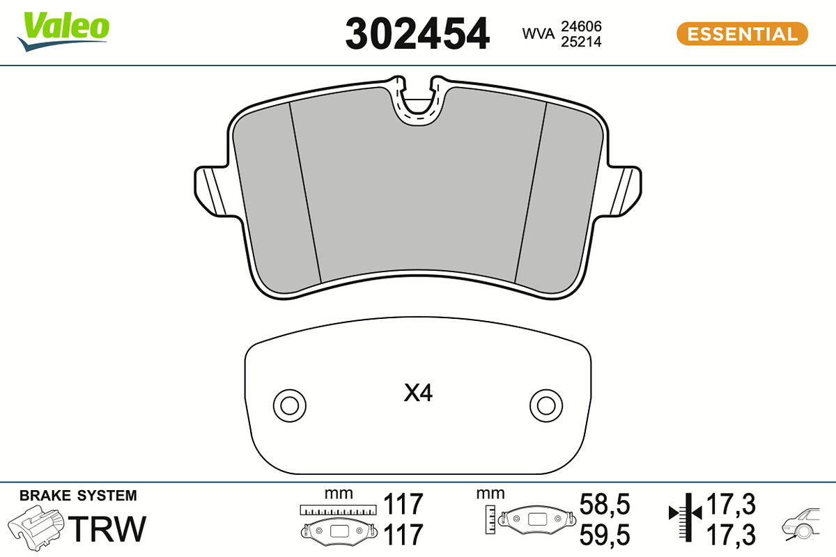 Jogo de 4 pastilhas de travão VALEO ref. 302454